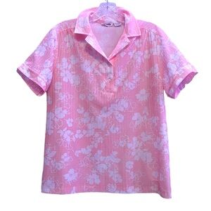 80’s Vintage Tropical Floral Top Sz 10 Peach / White Weekend Edition